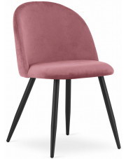 Ciemnoróżowe metalowe krzesło tapicerowane welurem - Pritix w sklepie Edinos.pl