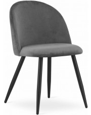 Ciemnoszare welurowe krzesło do stołu - Pritix w sklepie Edinos.pl
