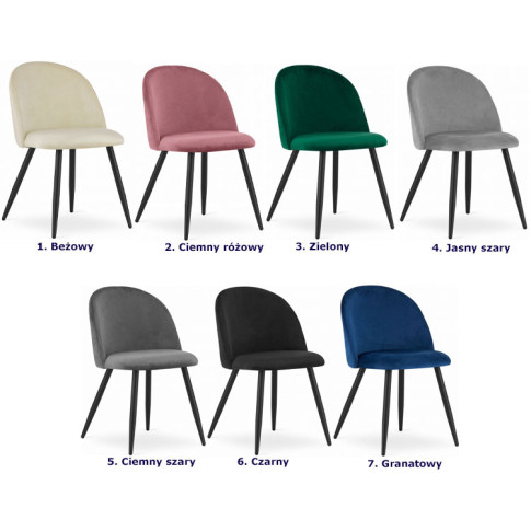 Kolory welurowego metalowego krzesła Pritix