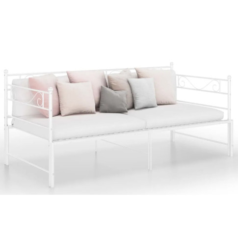 Białe łóżko metalowe Rego