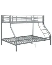 Szare metalowe wspólne łóżko piętrowe dla rodzeństwa 140x200 cm/90x200 cm - Ordi w sklepie Edinos.pl