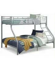Szare metalowe wspólne łóżko piętrowe dla rodzeństwa 140x200 cm/90x200 cm - Extim w sklepie Edinos.pl