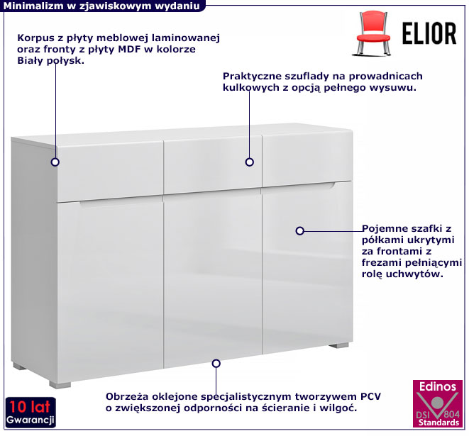 biała komoda Entido 4X