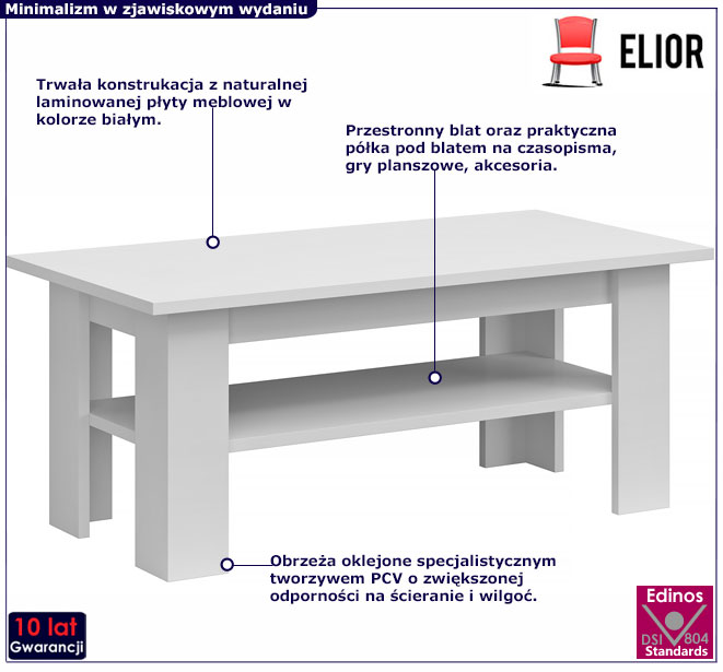 biała ława kawowa Mirabel 5X