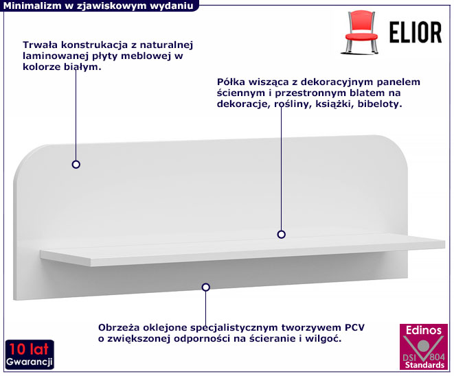 biała półka ścienna 90 cm Entido 7X