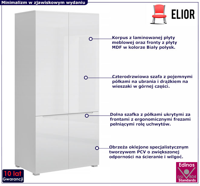 biała szafa na ubrania Entido 9X