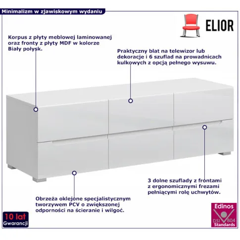 szafka rtv biały połysk Kenai 10X