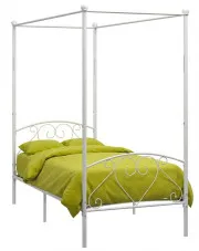 Białe metalowe łóżko z baldachimem 90x200 cm - Nila w sklepie Edinos.pl