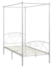 Białe metalowe łóżko z baldachimem 100x200 cm - Elox