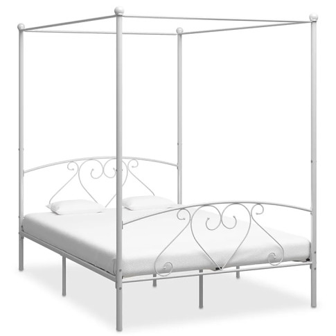 Białe metalowe łóżko rustykalne Elox