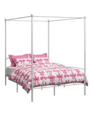 Białe metalowe łóżko w stylu rustykalnym 140x200 cm - Nila w sklepie Edinos.pl