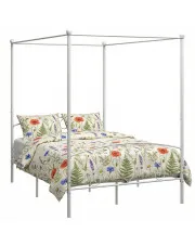 Białe metalowe łóżko małżeńskie 180x200 cm - Nila w sklepie Edinos.pl