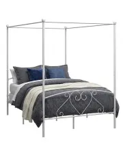 Białe metalowe łóżko małżeńskie 200x200 cm - Nila w sklepie Edinos.pl