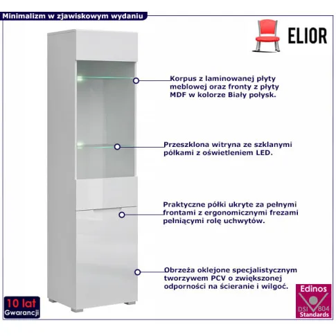 wysoka witryna biała z led Kenai 11X