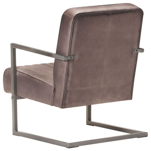 Szczegółowe zdjęcie nr 4 produktu Szarobrązowy skórzany fotel wypoczynkowy - Sykso