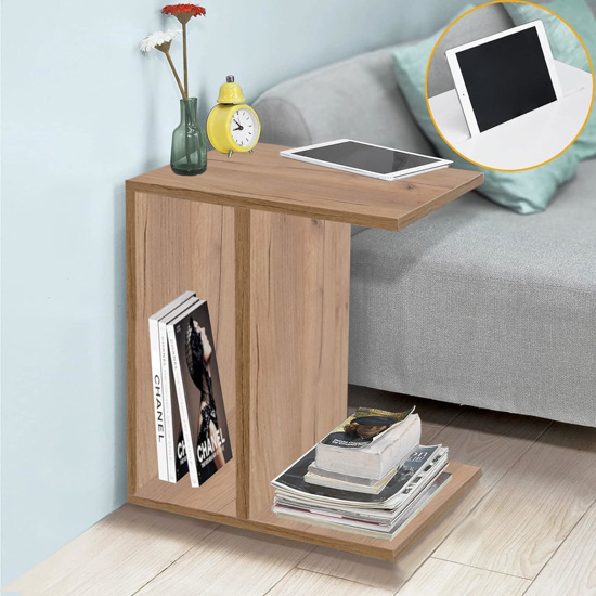 Wizualizacja stolika Lorefio dąb craft złoty