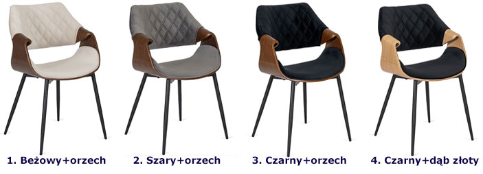 Nowoczesne beżowy welurowe krzesło w stylu loft Celna