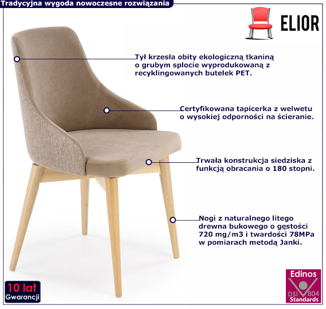 beżowe tapicerowane krzesło Elandro