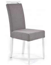 Białe krzesło drewniane z popielatą tapicerką - Tridin w sklepie Edinos.pl
