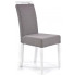Białe bukowe krzeszło z szarą tapicerką Tridin