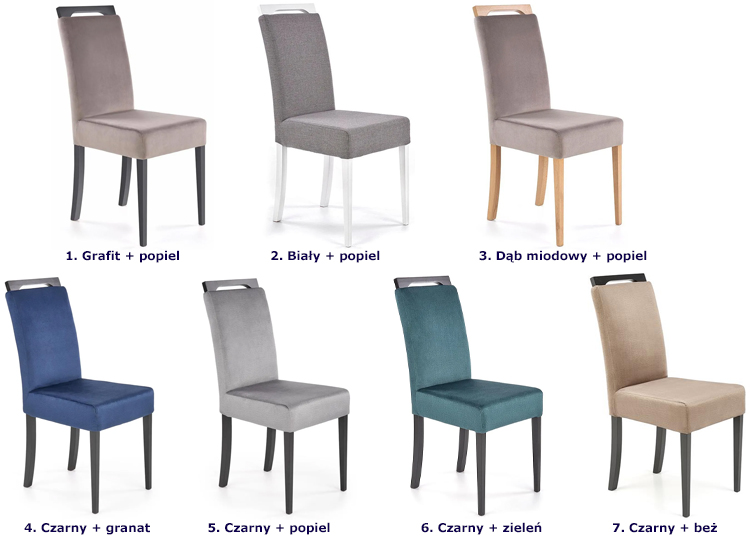 Dostępne kolory krzesła tapicerowanego Tridin