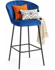 Granatowy hoker welurowy z oparciem - Astrax w sklepie Edinos.pl