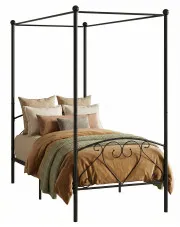 Czarne metalowe łóżko z baldachimem 90x200 cm - Nila w sklepie Edinos.pl