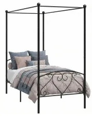 Czarne metalowe łóżko z baldachimem 120x200 cm - Nila w sklepie Edinos.pl