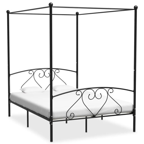 Czarne metalowe łóżko z baldachimem Elox