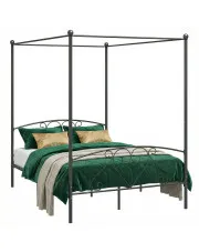 Czarne metalowe łóżko romantyczne 140x200 cm - Nila w sklepie Edinos.pl