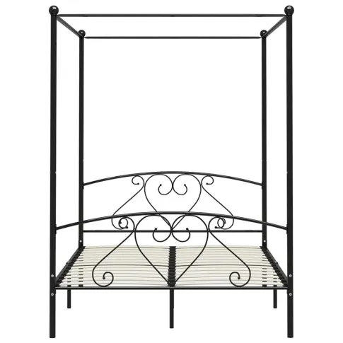 Czarne metalowe łóżko z baldachimem Elox