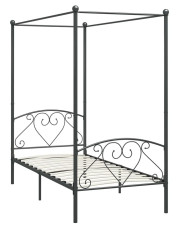 Szare metalowe łóżko z baldachimem 90x200 cm - Elox w sklepie Edinos.pl