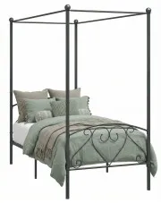 Szare metalowe łóżko z baldachimem 100x200 cm - Nila w sklepie Edinos.pl