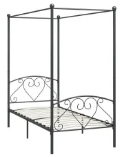 Szare metalowe łóżko rustykalne z baldachimem 120x200 cm - Elox w sklepie Edinos.pl