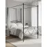 Szare metalowe łóżko rustykalne z baldachimem 120x200 cm   Nila