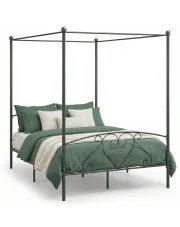 Szare metalowe łóżko z baldachimem 160x200 cm - Nila w sklepie Edinos.pl