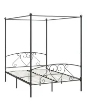 Szare metalowe łóżko z baldachimem 160x200 cm - Elox w sklepie Edinos.pl