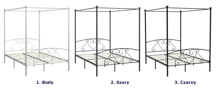 Dostępne kolory metalowego łóżka Nila