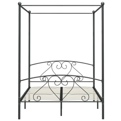 Metalowe szare łóżko z baldachimem Elox