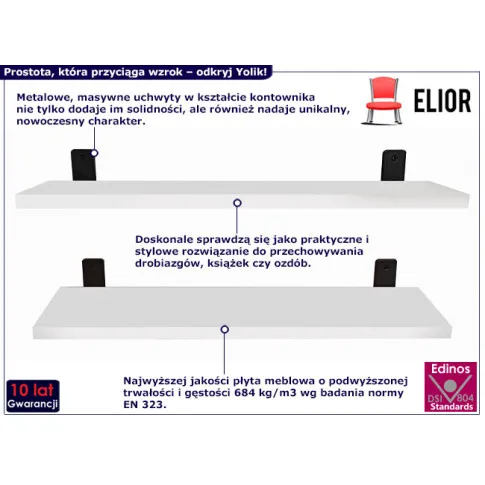Zestaw 2 półek Yolik kolor biały 80 cm