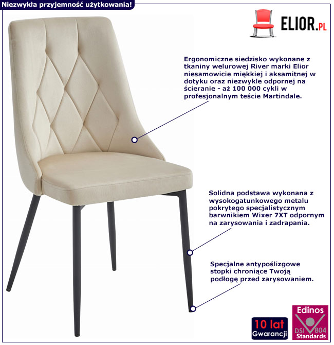 Beżowe tapicerowane krzesło pikowane Bozi 3X