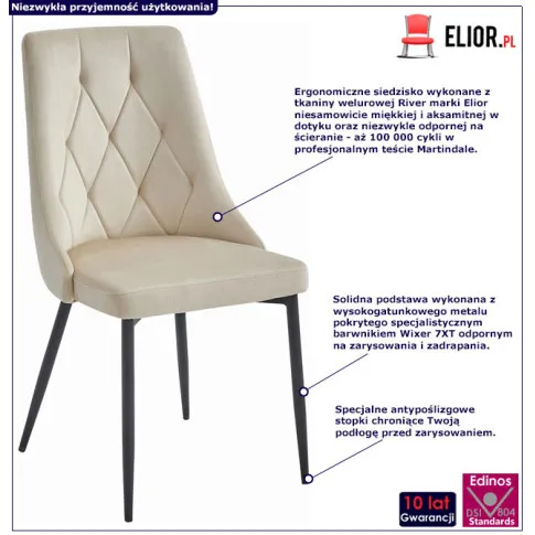 Beżowe krzesło pikowane metalowe Imre 3X