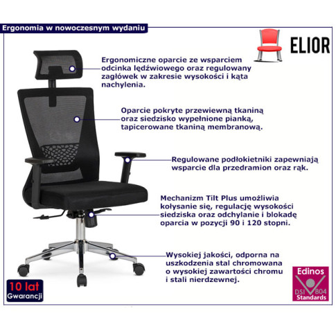 Czarny fotel ergonomiczny Oxer