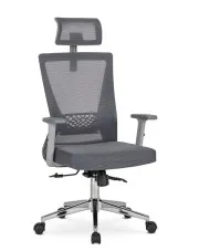 Szary nowoczesny fotel biurowy z zagłówkiem - Raho w sklepie Edinos.pl