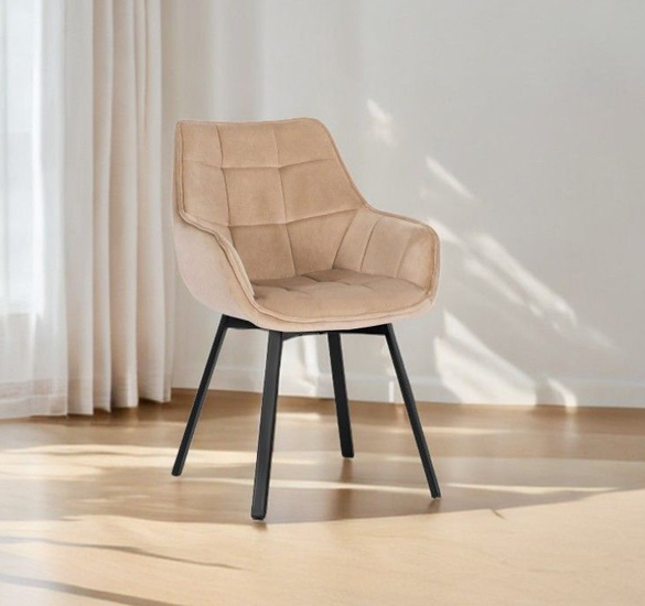 Beżowe welurowe krzesło z obrotowym siedziskiem 