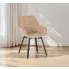 welurowe beżowe krzesło na czarnych nogach