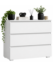 Biała komoda z szufladami bez uchwytów 80 cm - Elsinor 3X w sklepie Edinos.pl