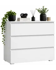 Biała komoda z szufladami bez uchwytów 80 cm - Elsinor 3X w sklepie Edinos.pl