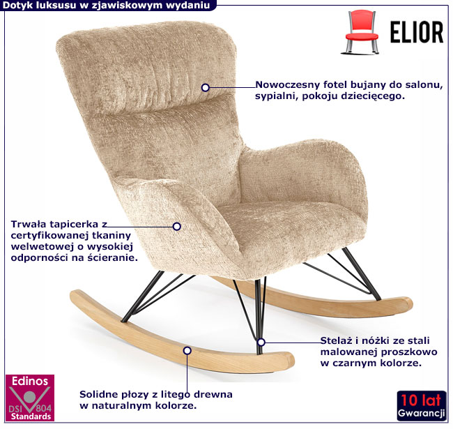 beżowy bujany fotel Lenny