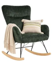 Zielony tapicerowany fotel bujany - Lenny w sklepie Edinos.pl